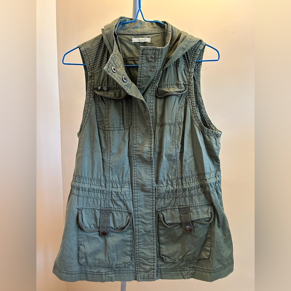 Maurices Utility Vest Olive Green with Hood